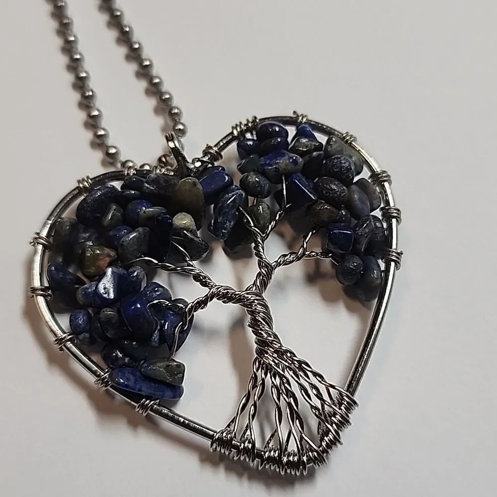 Silver Heart Tree Pendant Necklace
